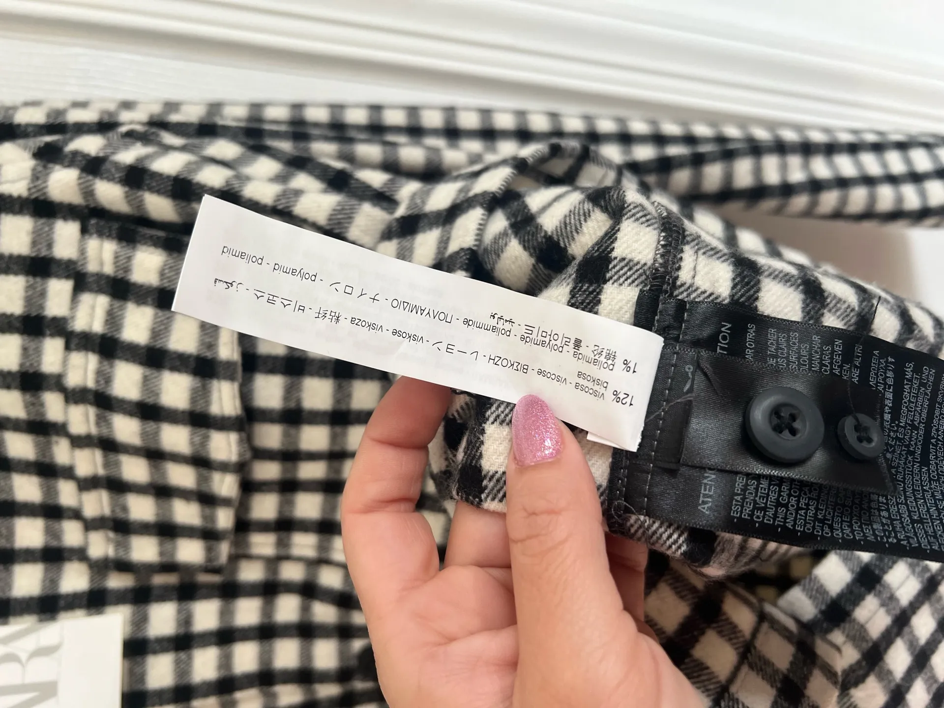 Zara Men’s Flannel Shirt Jacket Size M Black White Gingham Button Up Over-shirt - Image 10