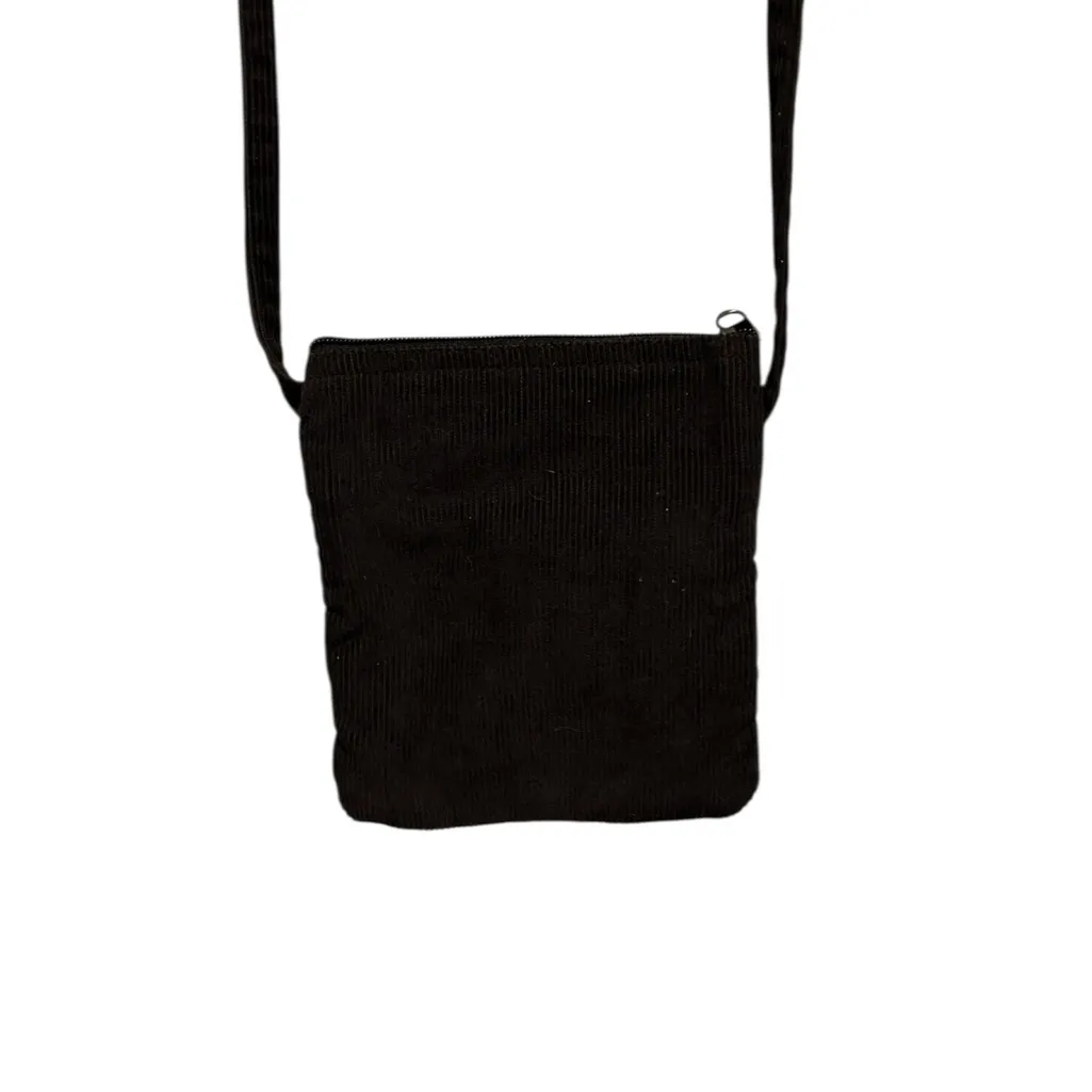 Sunflower Aztec Print Peace Sign Corduroy Boho Bag Brown - Image 4