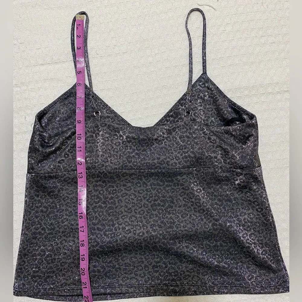 Grey Silver Cami Tank Top Size XXL Sparkly Cheetah Print - Image 5