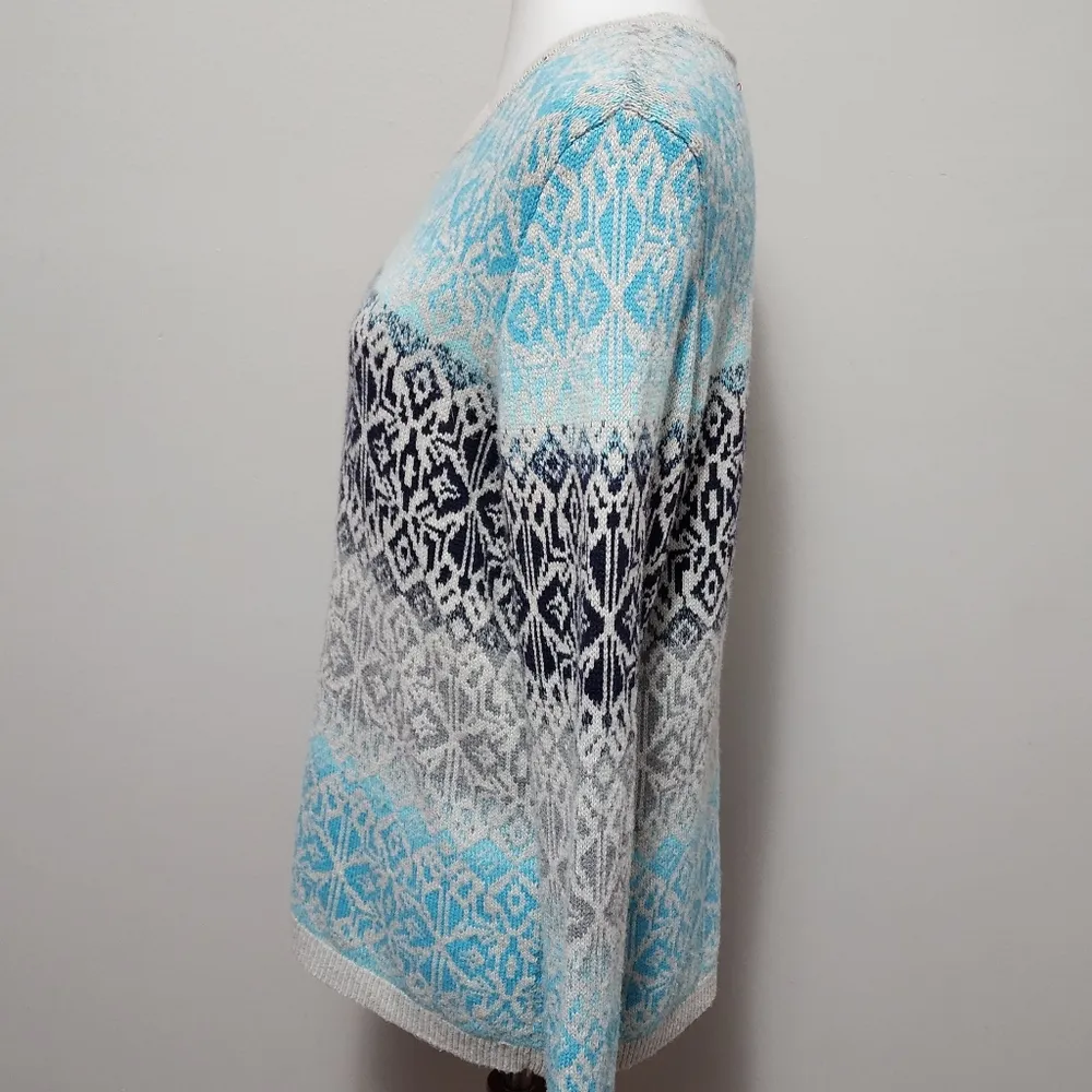 Talbots ombre fair isle crewneck wool blend sweater size large - Image 5