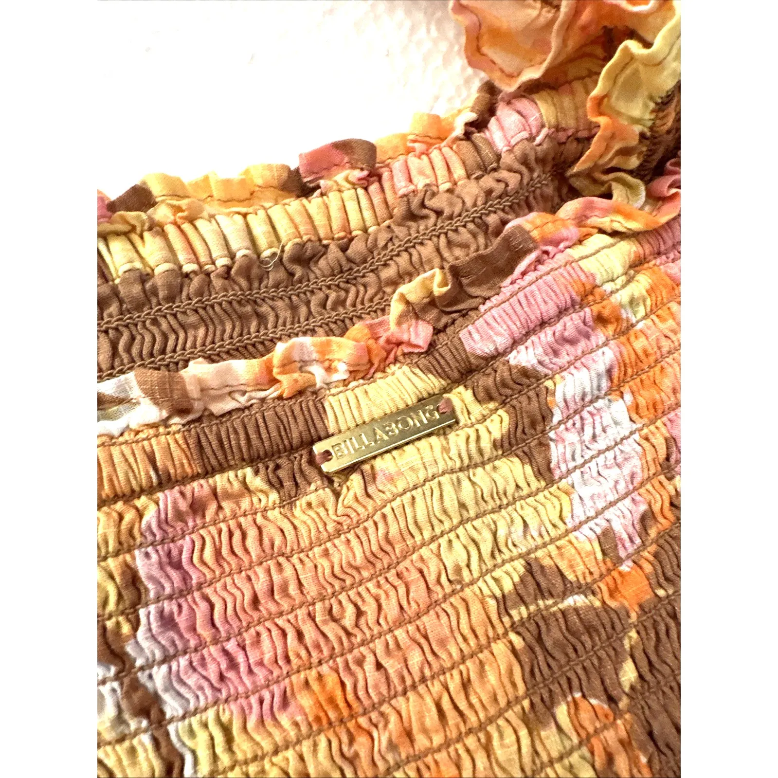 Billabong Sunrise Printed Maxi‎ Dress Floral Beachy Cottagecore Smocked Medium - Image 8