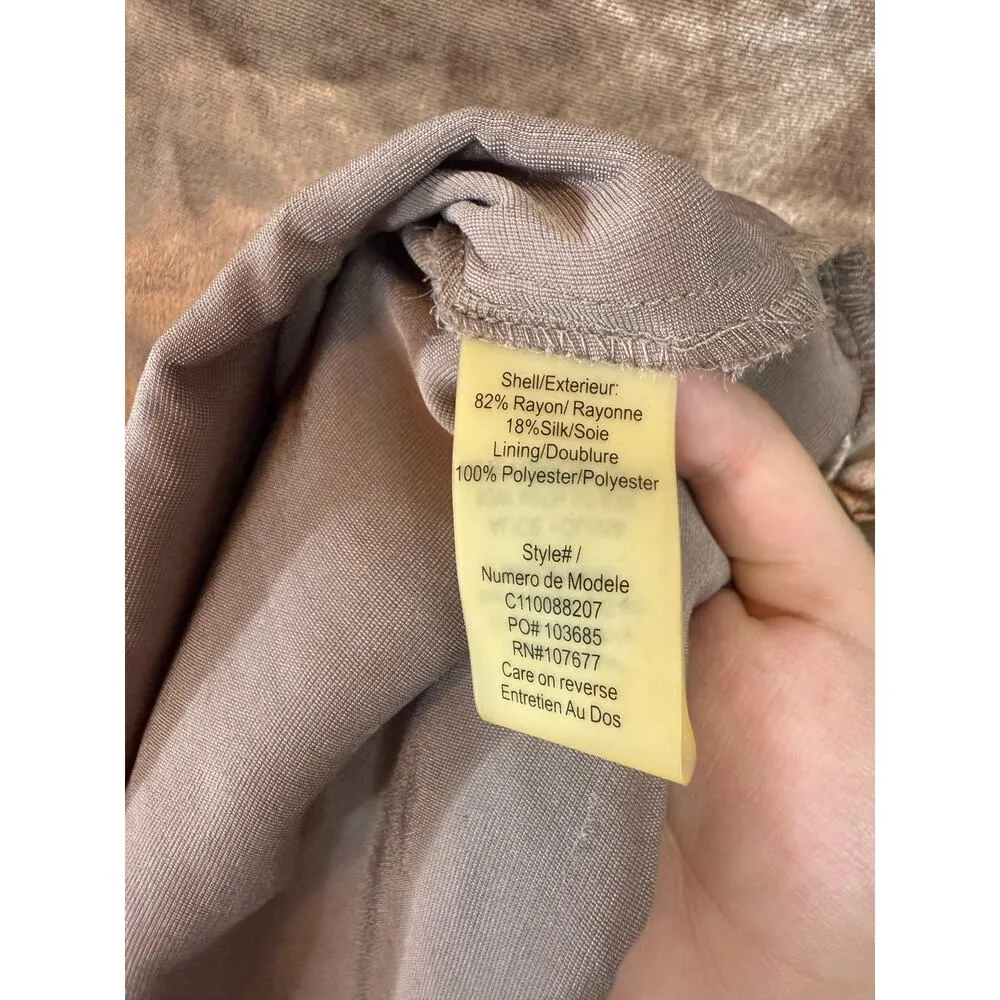 Alice + Olivia brown velvet drape silk blend peplum top - Image 3