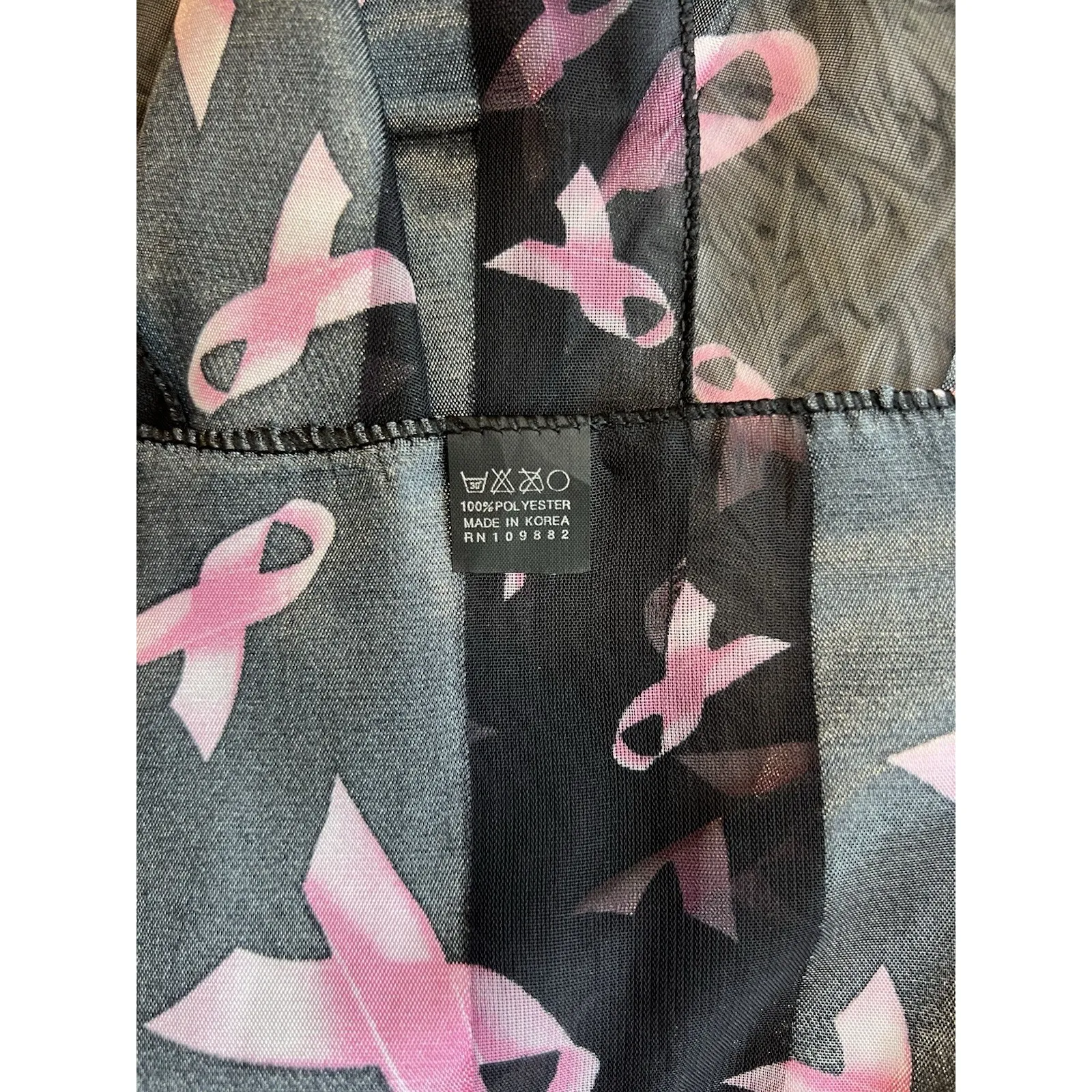 Black Satin Stripe Susan G Komen‎ Scarf With Pink Ribbon Pattern 60" Long 13" W - Image 6