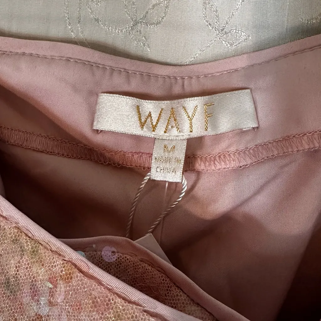 Wayf Blush Pink “For Keeps” Sequin Wrap Mini Skirt Size Medium NWT - Image 5