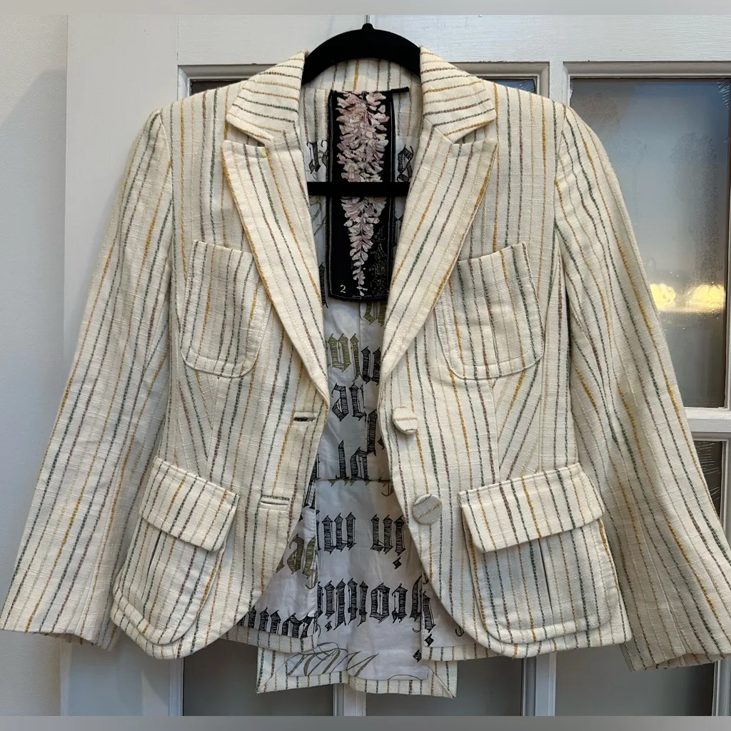 Vintage L.A.M.B. Y2K Punk Grunge Ska Striped Blazer Jacket Gwen Stefani Size 2 - Image 16