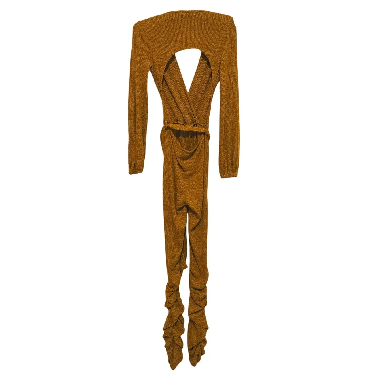 Y2K Madrag Streetwear Belted Jumpsuit Gold Small Hippie Festival Indie Sleaze - Image 3