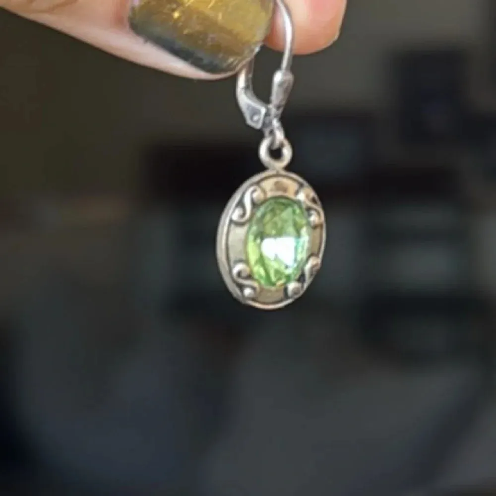 Sterling silver and green peridot French wire earrings from Sundance - Image 7