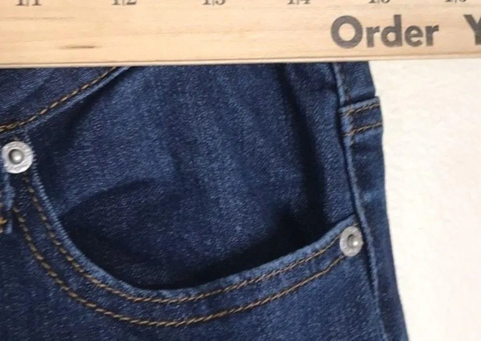 S.O.N.G. Fit n Flare Button Fly Jeans with baby girl in gems on back size 30 - Image 8