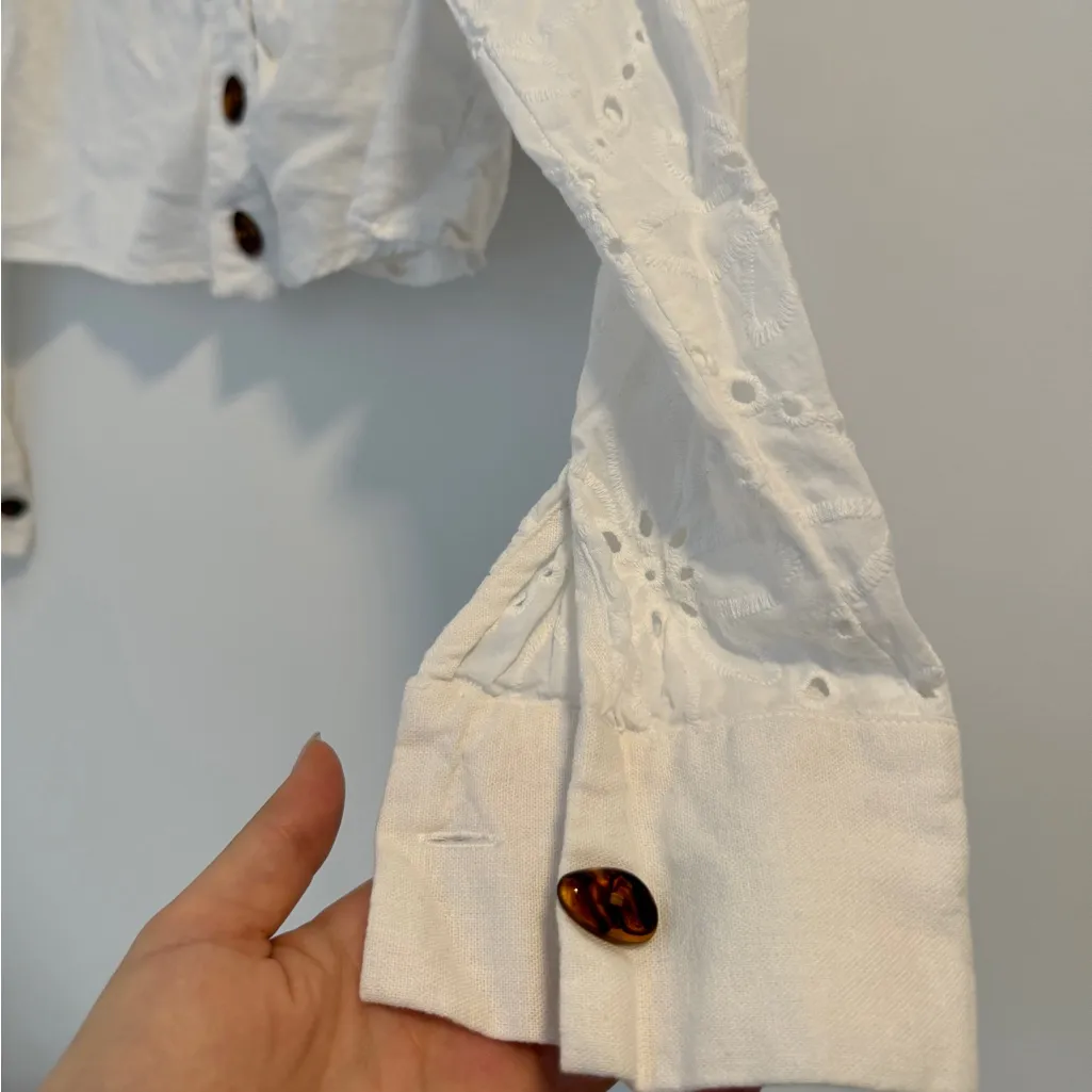 Cropped Linen button down blouse - Image 5