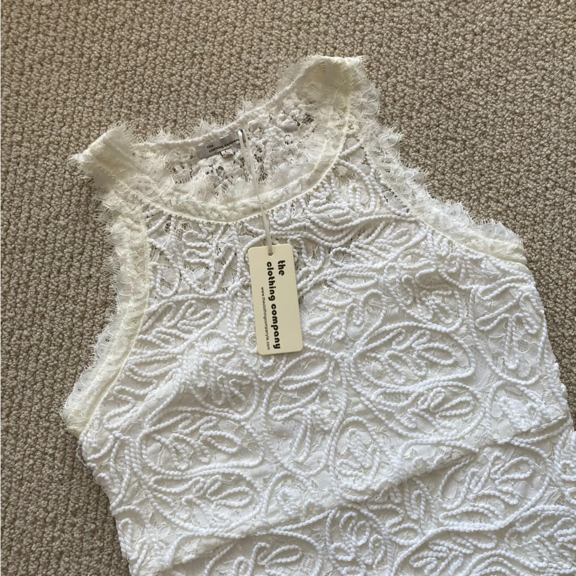 NEW The Clothing Company Lace Rope White Mini Dress Size Large Sleeveless NWT - Image 2