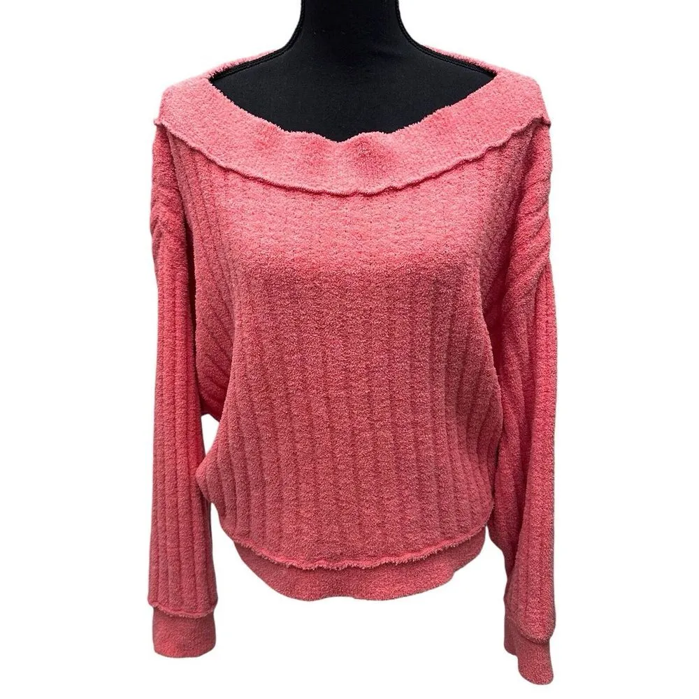 Free People Coral Chenille Wide Neck Sweater Women's Size Medium Long Sleeve NWT - Image 10
