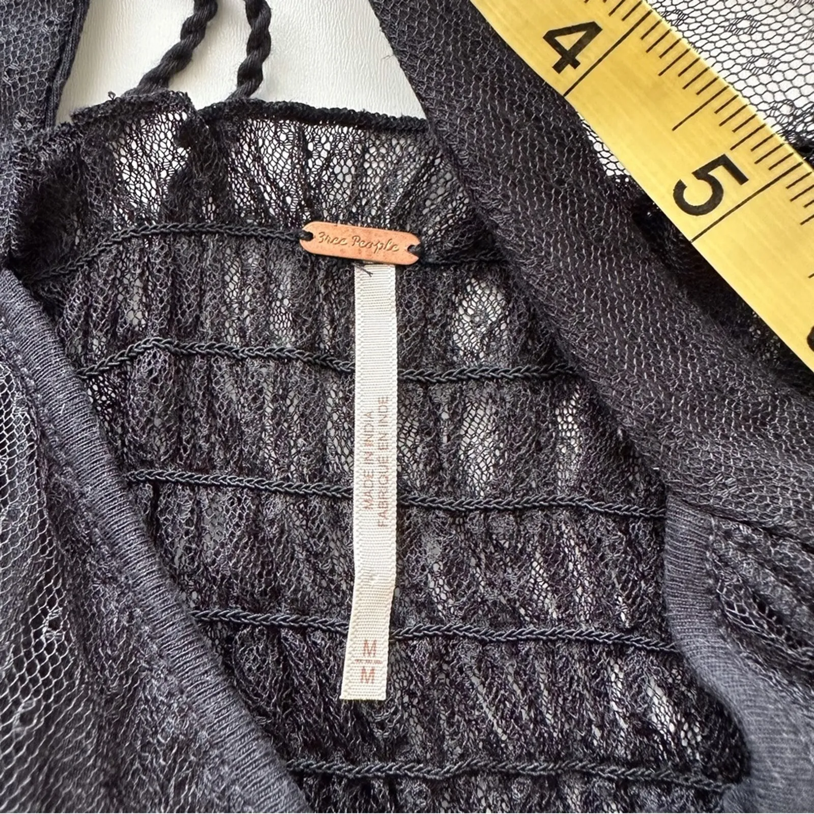 Free People Sheer Long Sleeve Black Blouse - Image 7