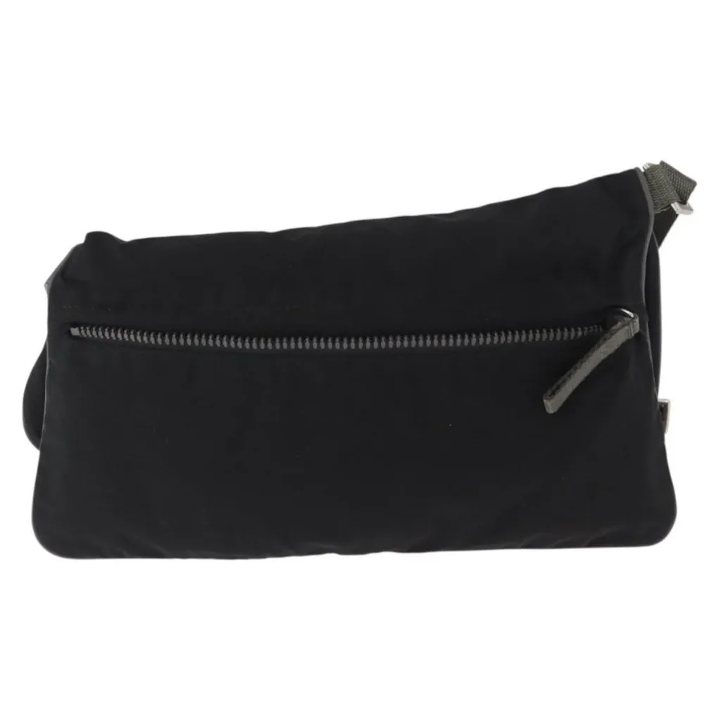 Sports Shoulder Bag Nylon Black Silver Authentic - Image 7