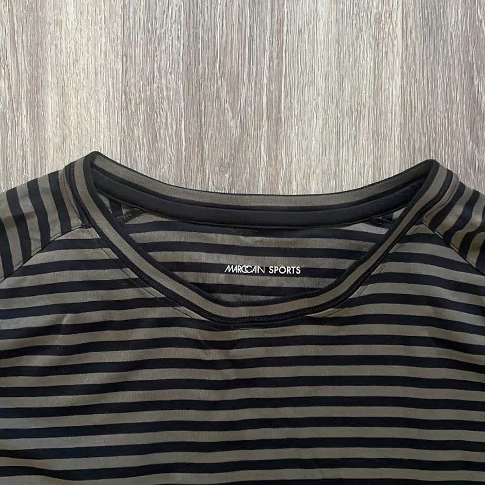 Marc Cain Women’s Stripe Waist tie Top Casual Striped Shirt Khaki/black Size XL Black - Image 6
