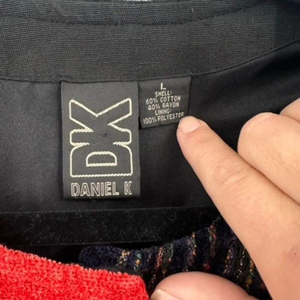 Vintage 90s DK by Daniel K Womens Patchwork Button Front Jacket Multicolor Large Red - Image 6