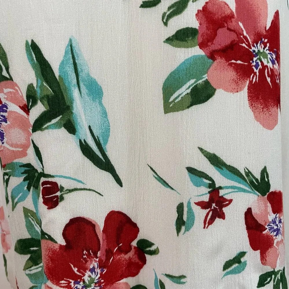 Lulus Khaleesa Floral Dress XS Rose Lined Sleeveless Gauzy Mini Crepe Casual White - Image 2