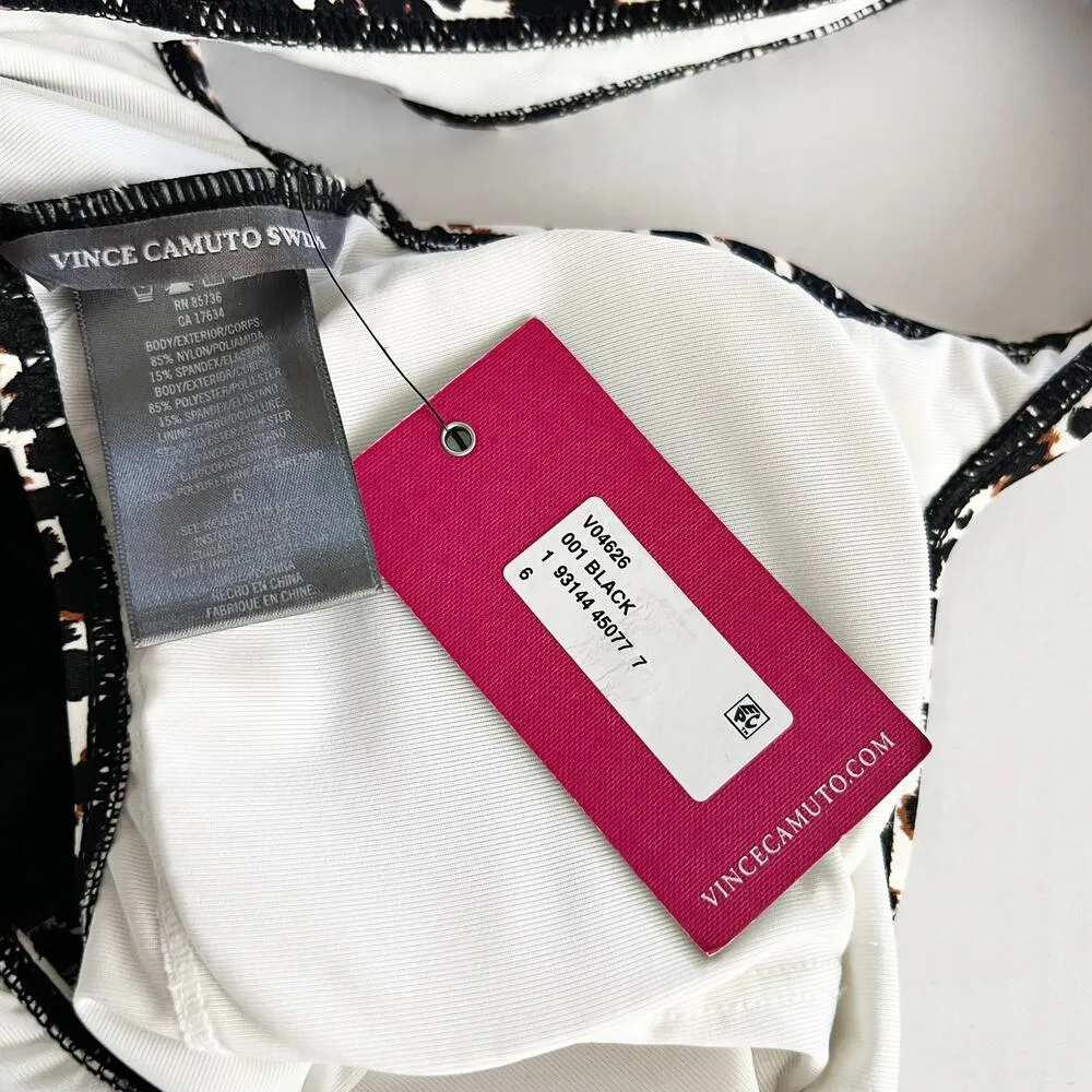 [Vince Camuto] Tanzania One Shoulder Cheetah Print Side Tie Cutout Swimsuit Sz 6 - Image 11