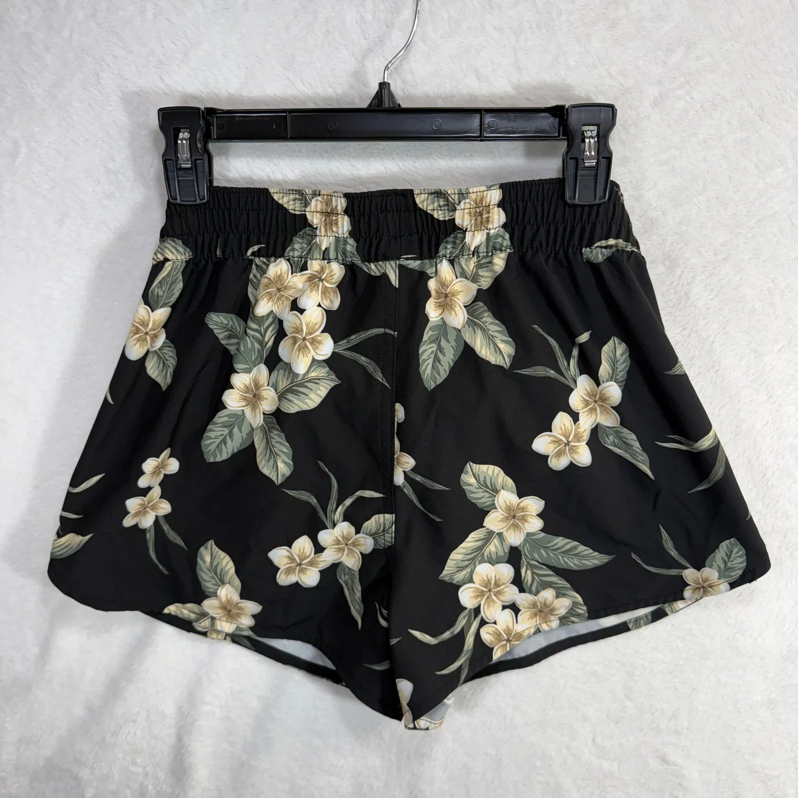 Lands' End 6 Floral Swim Shorts Black Tropical Print Boardwalk Beach Summer Pool - Image 2