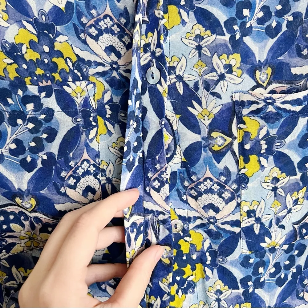 CHUFY • Pia Floral Shirt button down Capri Blue oversized flowy medallion print Size XS - Image 8