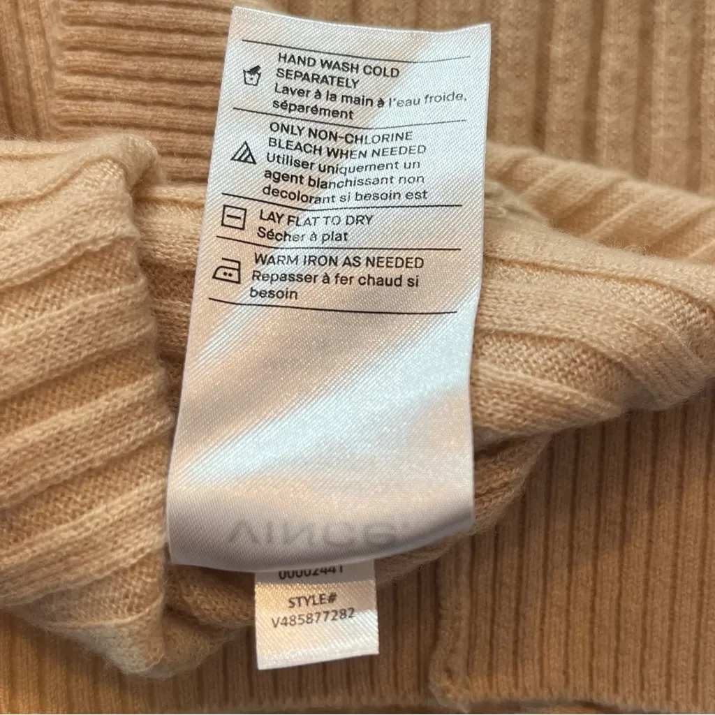 Vince Women’s Rib Skinny 100% Cashmere Long Cardigan with Pockets in Beige Sz M - Image 7