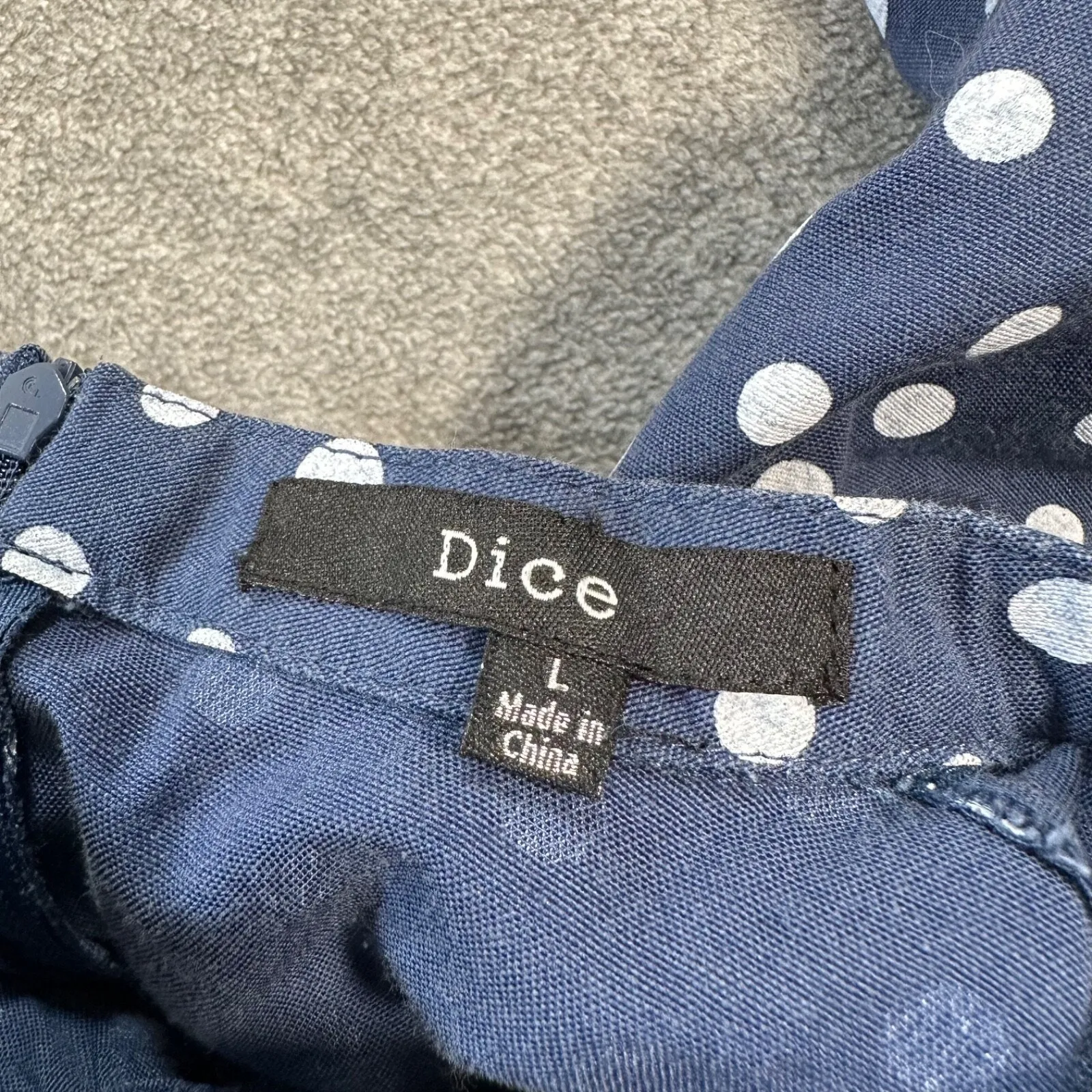 Dice Polka Dot High Low Top Women's Large Mock Neck Navy White Funky Art Modest Blue - Image 9