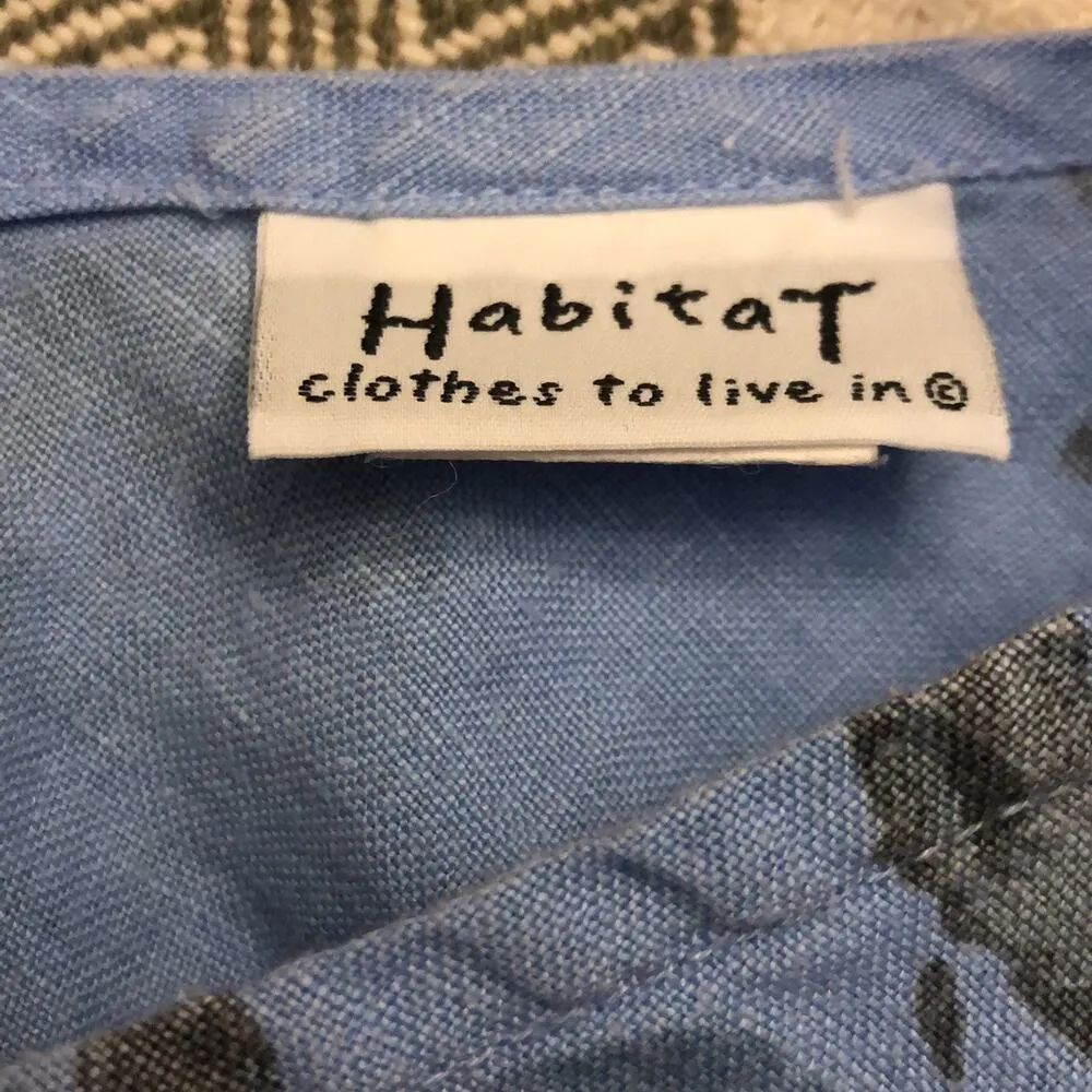 Habitat, clothes to live in blue floral linen button down blouse size xs - Image 9