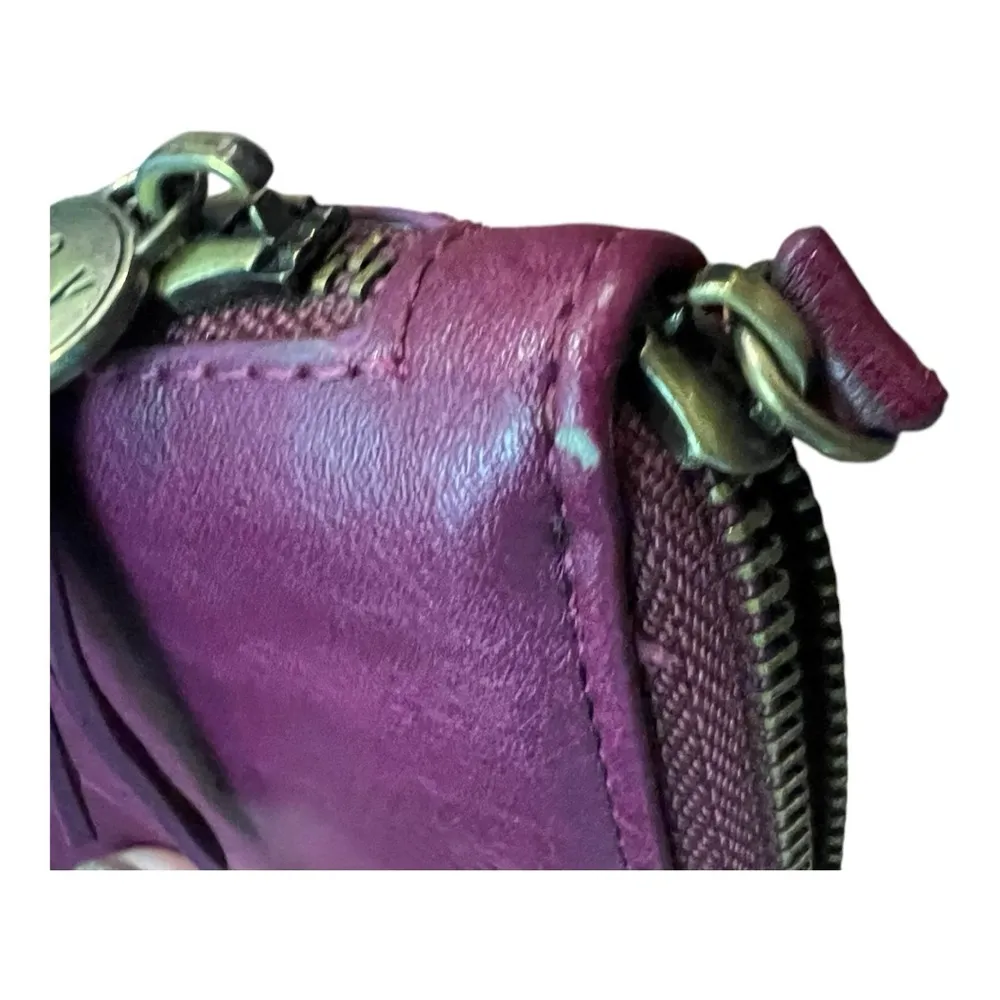 Joy Susan Chloe Purple vegan Leather Wristlet Clutch multi zip pockets wallet - Image 3