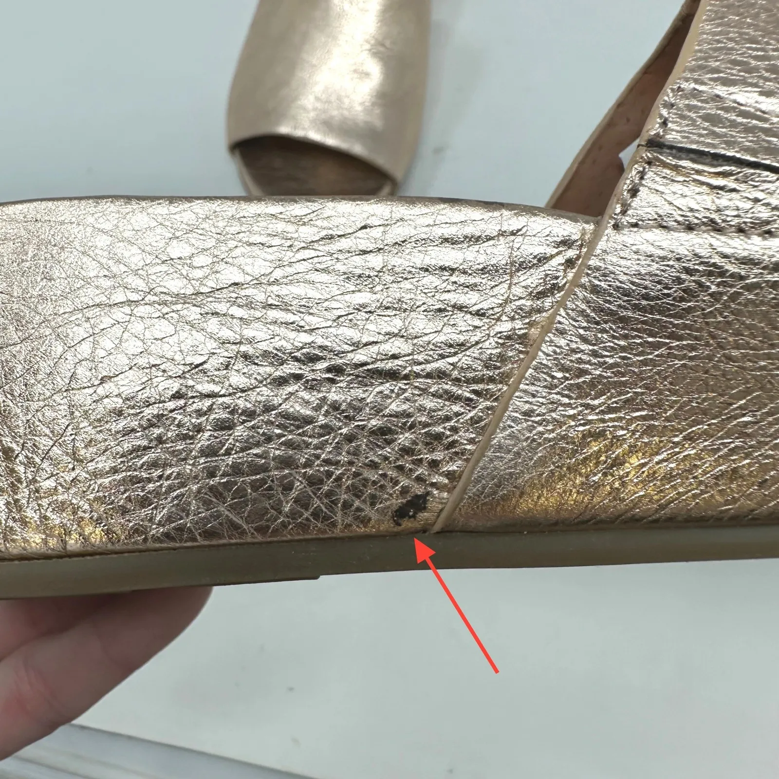 Kenneth Cole Gentle Souls Metallic Rose Gold Wedge Slide Sandals 7 - Image 6