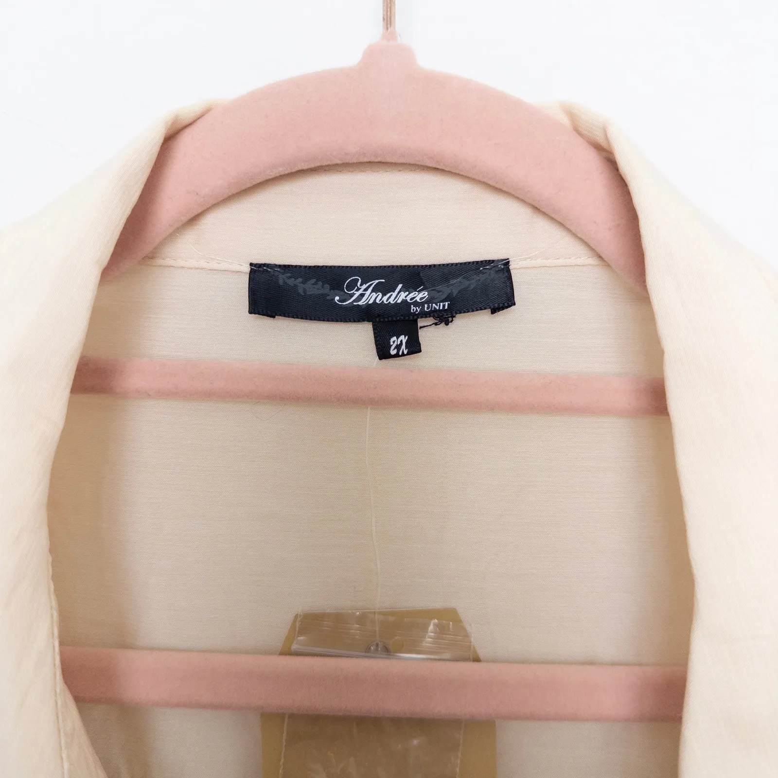 Andree by Unit Womens Shirt Size 2X Beige Embroidered‎ Boho Cottage Prairie Folk - Image 4