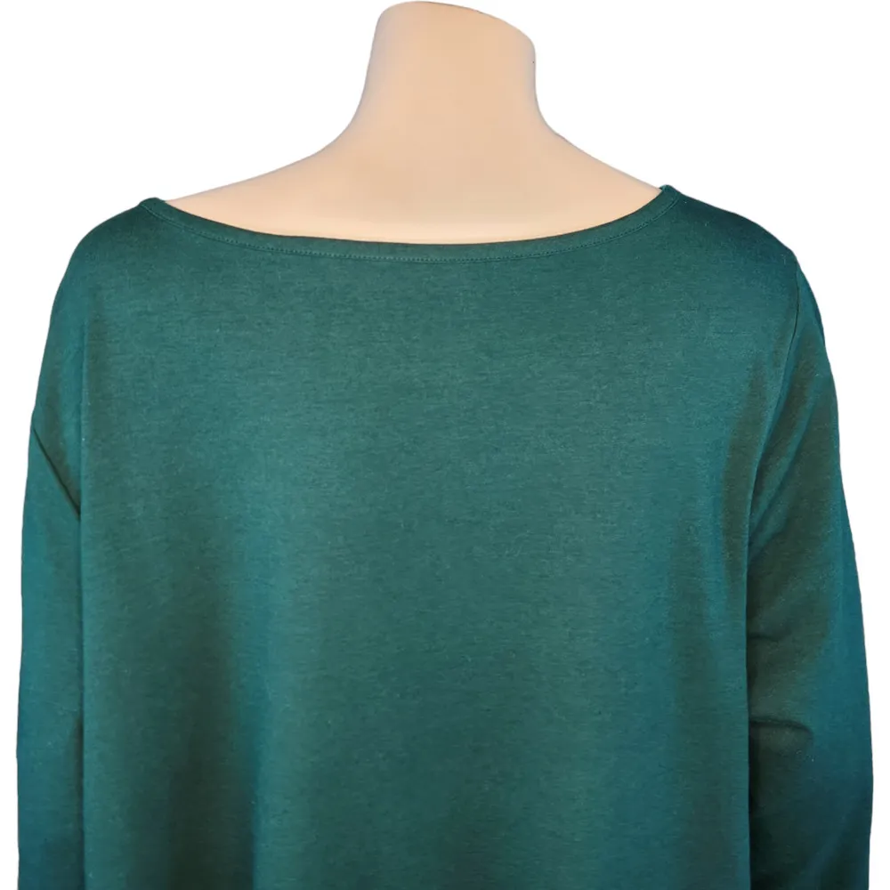 Denim and Co. Womens Tunic Size XL Evergreen Jersey Boatneck Lace Hem 3/4 Sleeve - Image 9