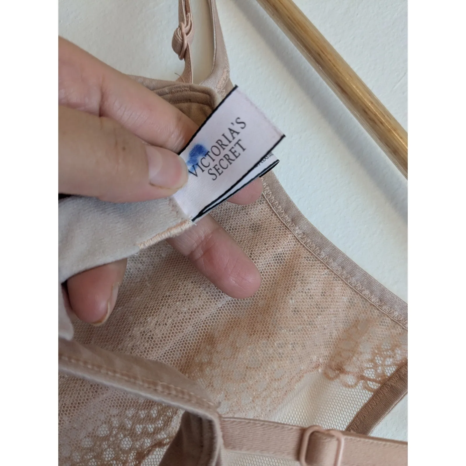 Victoria's Secret Bralette Body by Victoria High Neck Lace Mesh Peach Sz S/P - Image 6