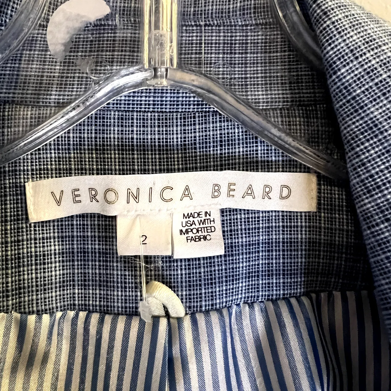 Veronica Beard Dickey Diego Blazer Jacket Blue Plaid Double Breasted Size 2 - Image 3