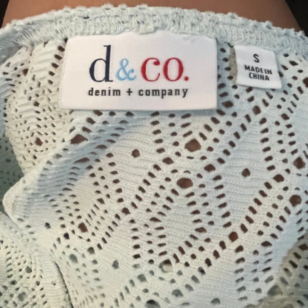 Denim & Co Diecut Shrug Womens Top Sz S Coquette Pastel Cottage Tie Ballet Boho Green - Image 8