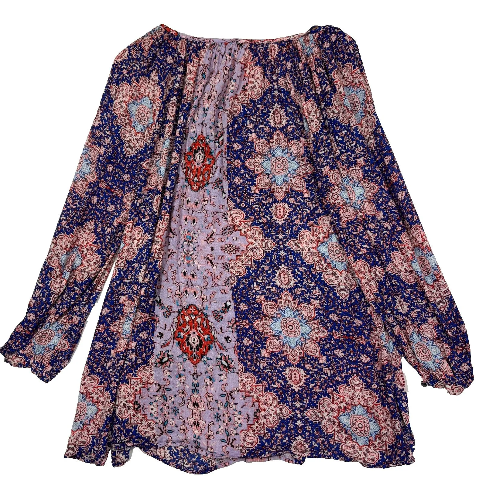 Lucky Brand Peasant Top Womens 1X  Purple Floral Boho Flowy Relaxed Casual Comfy - Image 9