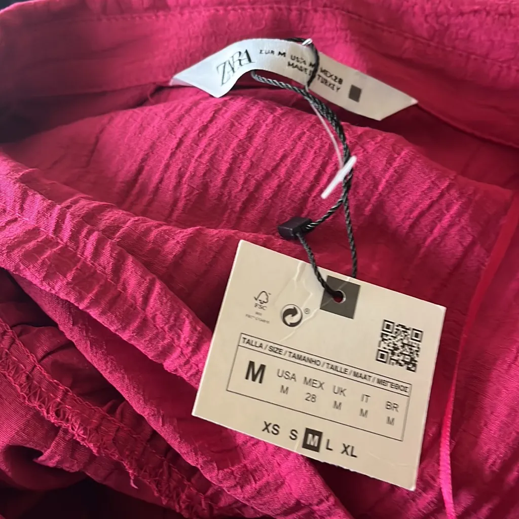 NWT ZARA BELTED MINI WRAP DRESS FUCHSIA / PINK MEDIUM - Image 11