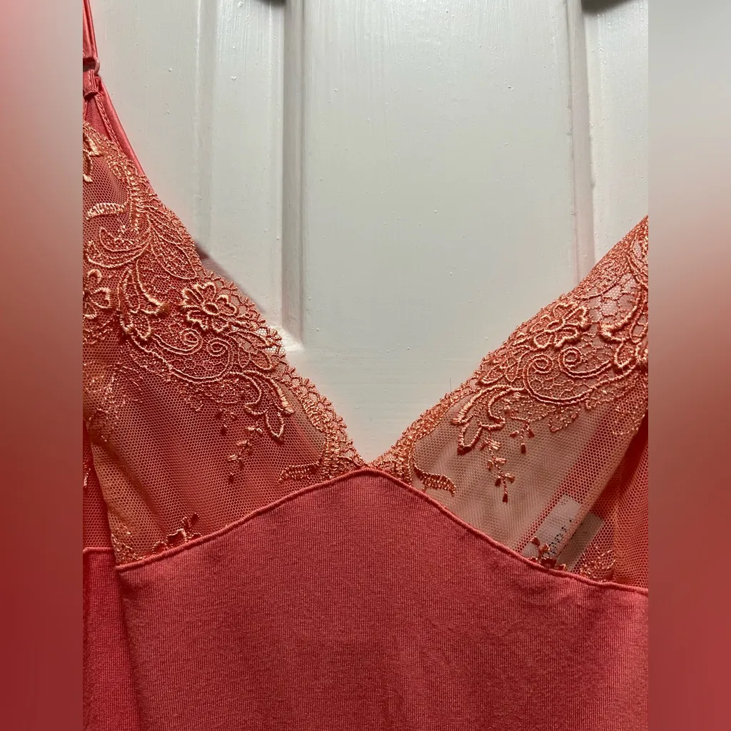 LA PERLA Babydoll Chemise Lace Modal Peach Pink Stretchy Size M - Image 3