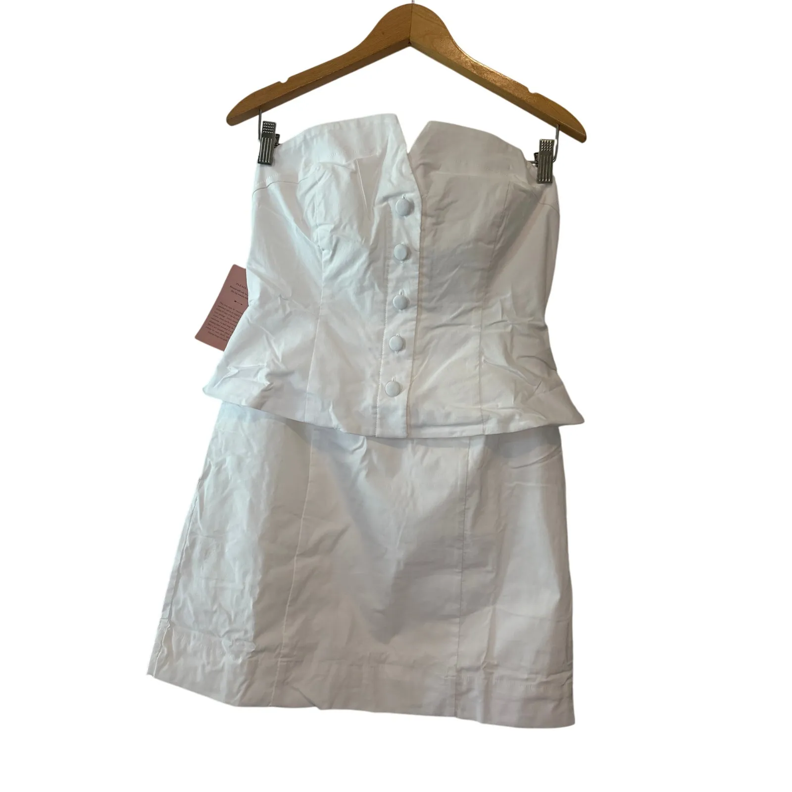 BHLDN White Strapless Vest Mini Dress NWT Size M Bridal - Image 3