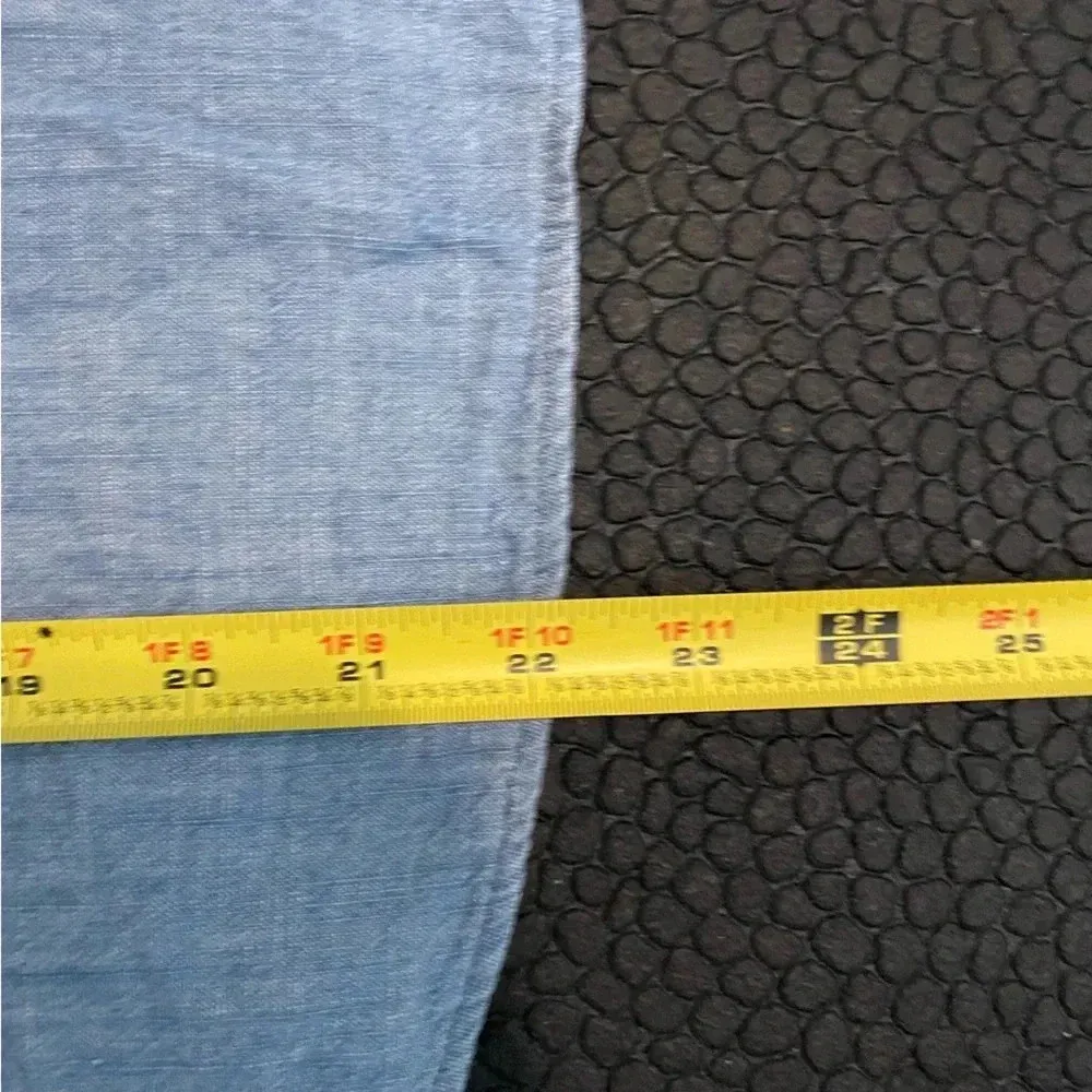 Madewell Denim Collarless Ruffle-Sleeve Shirt‎ Size Large B12 - Image 8