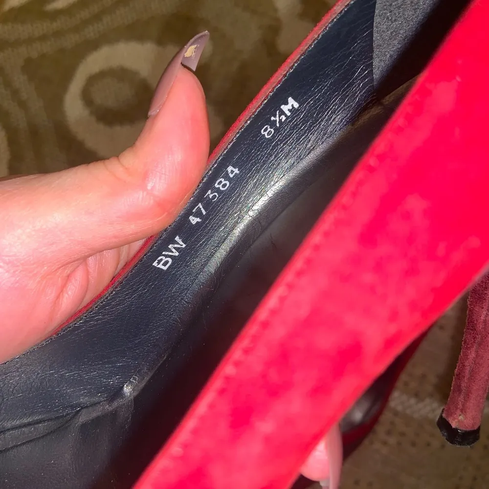 Stuart weitzman stitchup red suede heels boho formal party evening spring - Image 6