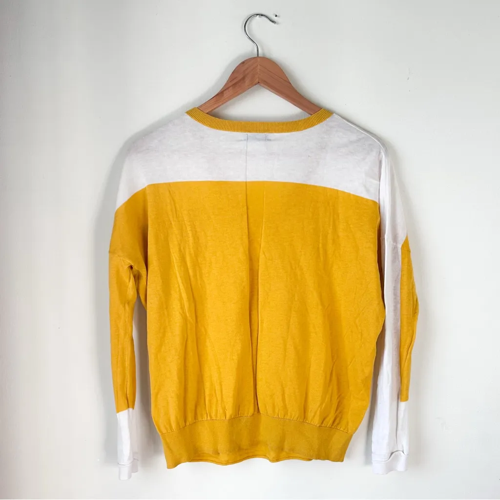 Loma London Colorblock Yellow and White Cotton Silk Sleeve Top M Size M - Image 3