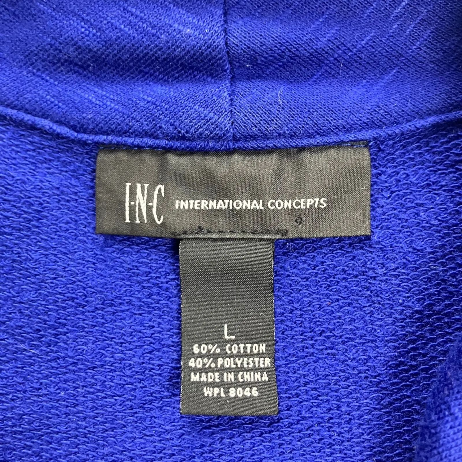 INC International Concepts Womens Blue Asymmetrical Zipper Cowl Neck Cardigan L Size L - Image 2