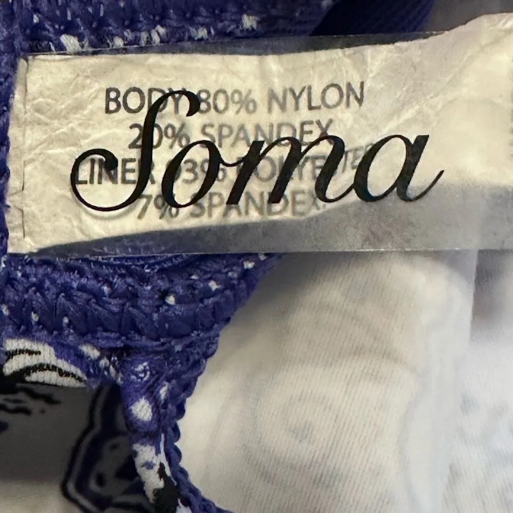 Soma Women's Two Piece Swimsuit Tankini Paisley Brief M Swim Top‎ 36C Underwire - Image 12