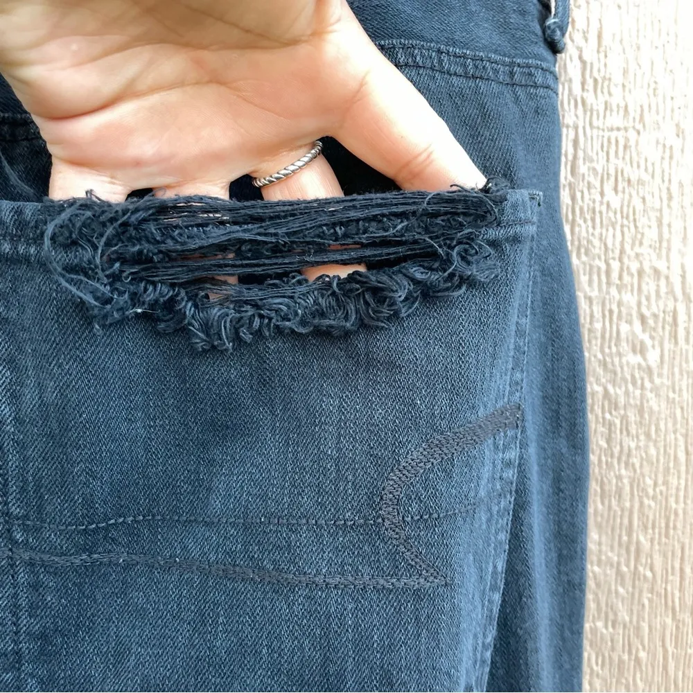 American Eagle  Womens Jeans Tomgirl Washed Blacj Distressed Button Fly Size 18 - Image 8