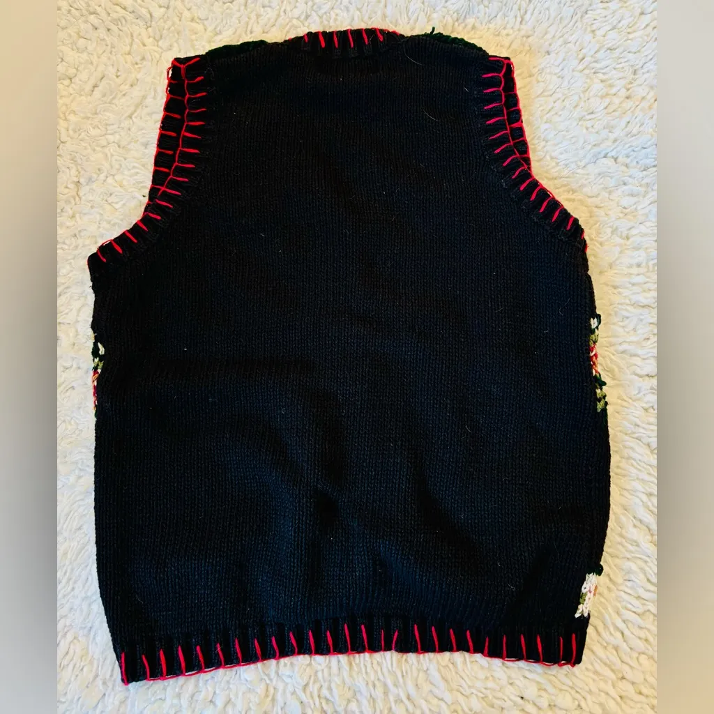 TIARA International Vintage Black Knit Embroidered Holiday Xmas Tree Vest XL Size undefined - Image 6