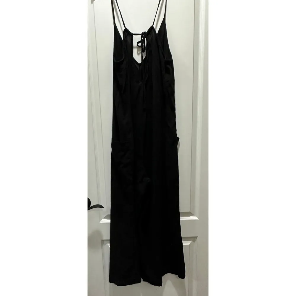 Sanctuary Womens Black Wide Leg Tie Back Jumpsuit Sz L Beach Cover Up - Image 7
