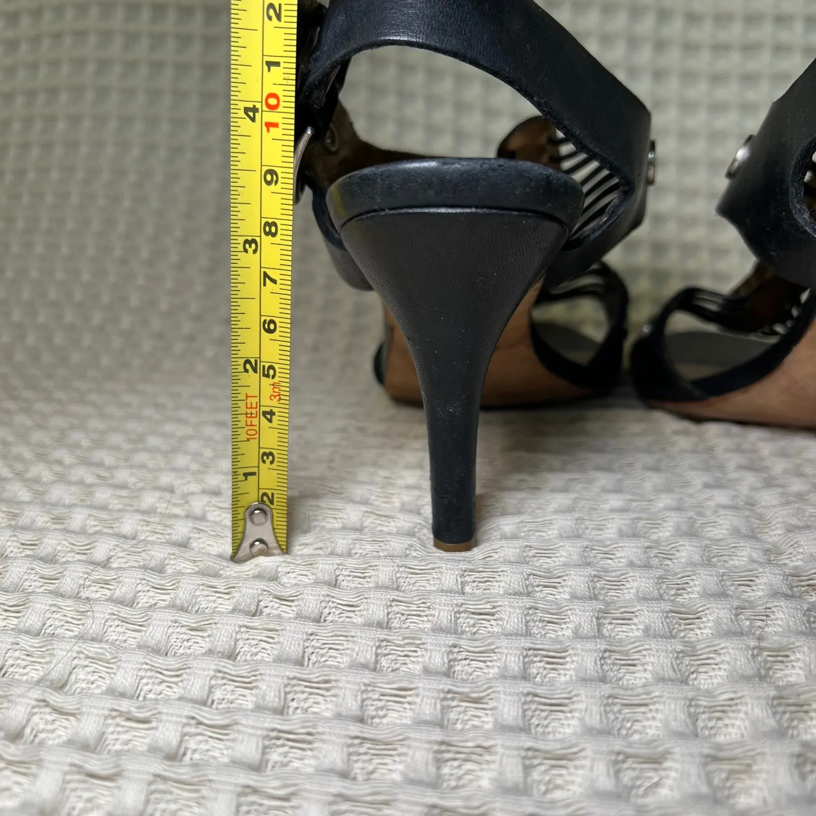 Cynthia Vincent Vintage Black Leather Strappy Heeled Sandals Women's Size 7 - Image 5