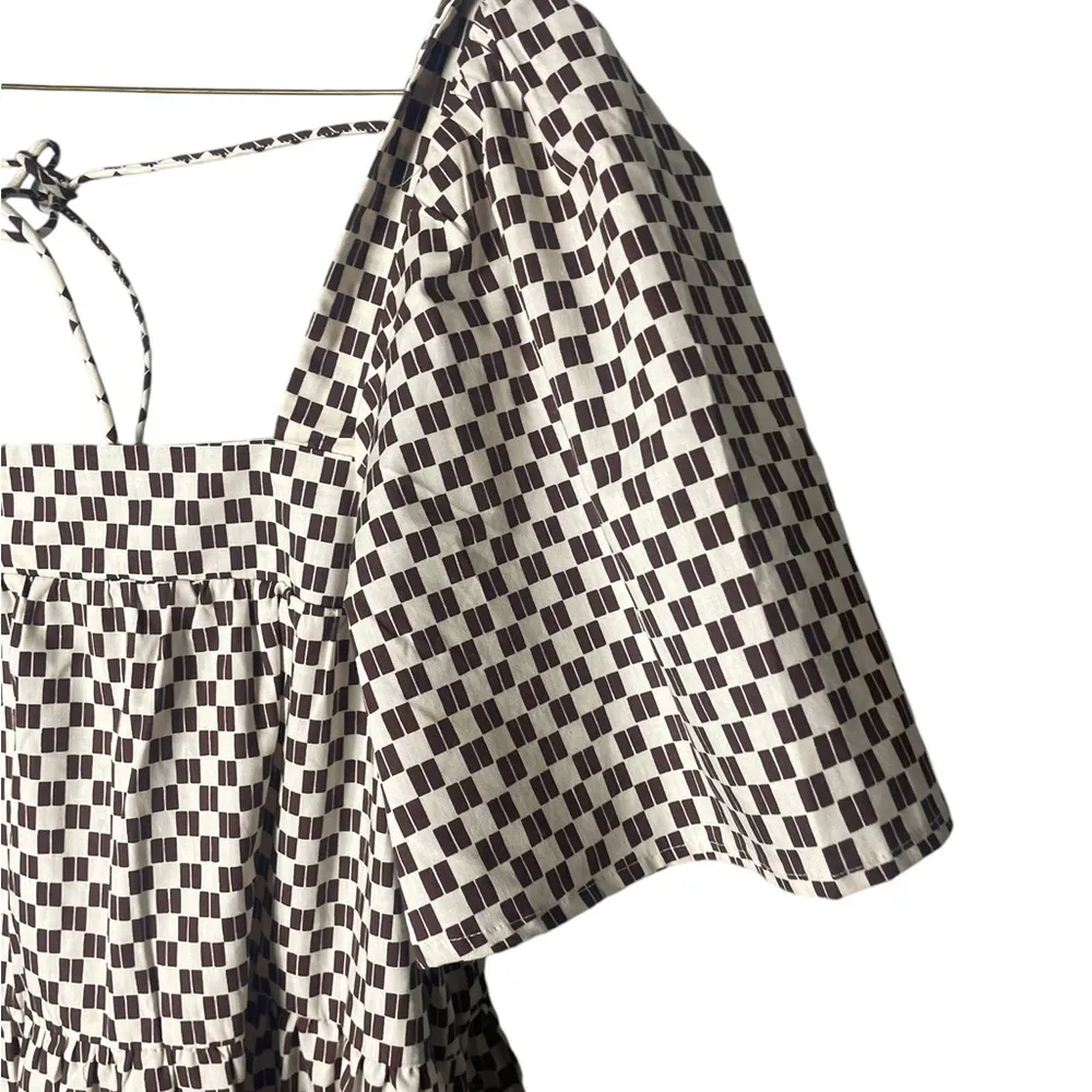 Abercrombie Women’s Medium Brown Checkered Trapeze Mini Dress New NWT - Image 7