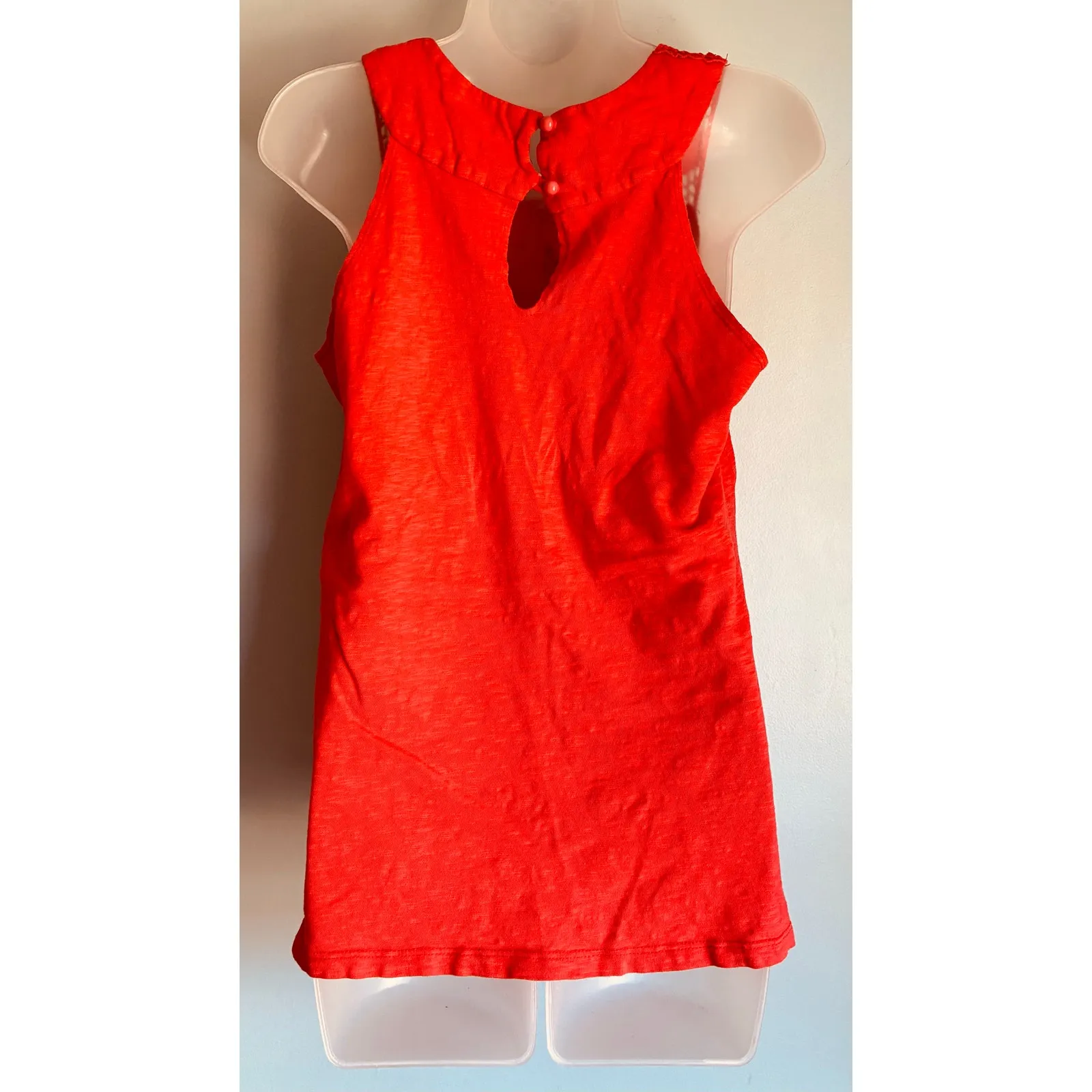 Vintage Y2K Sleeveless Top Women's Medium Orange Floral Crochet Granola Boho - Image 2