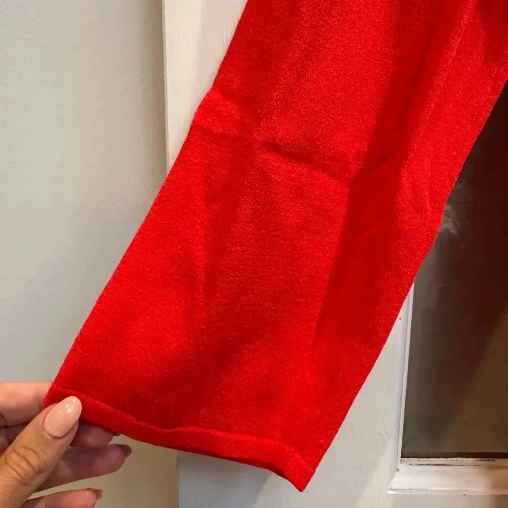 Talbots Blood Orange Stretchy Slinky Dressy Long Sleeve Blouse Top Size XL - Image 4