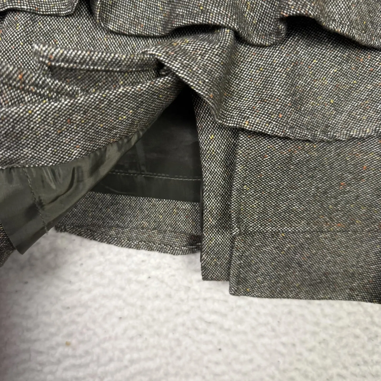 Talbots Skirt Womens 2P Brown Tweed Wool Ruffle Tiered Career Feminine Academia - Image 5